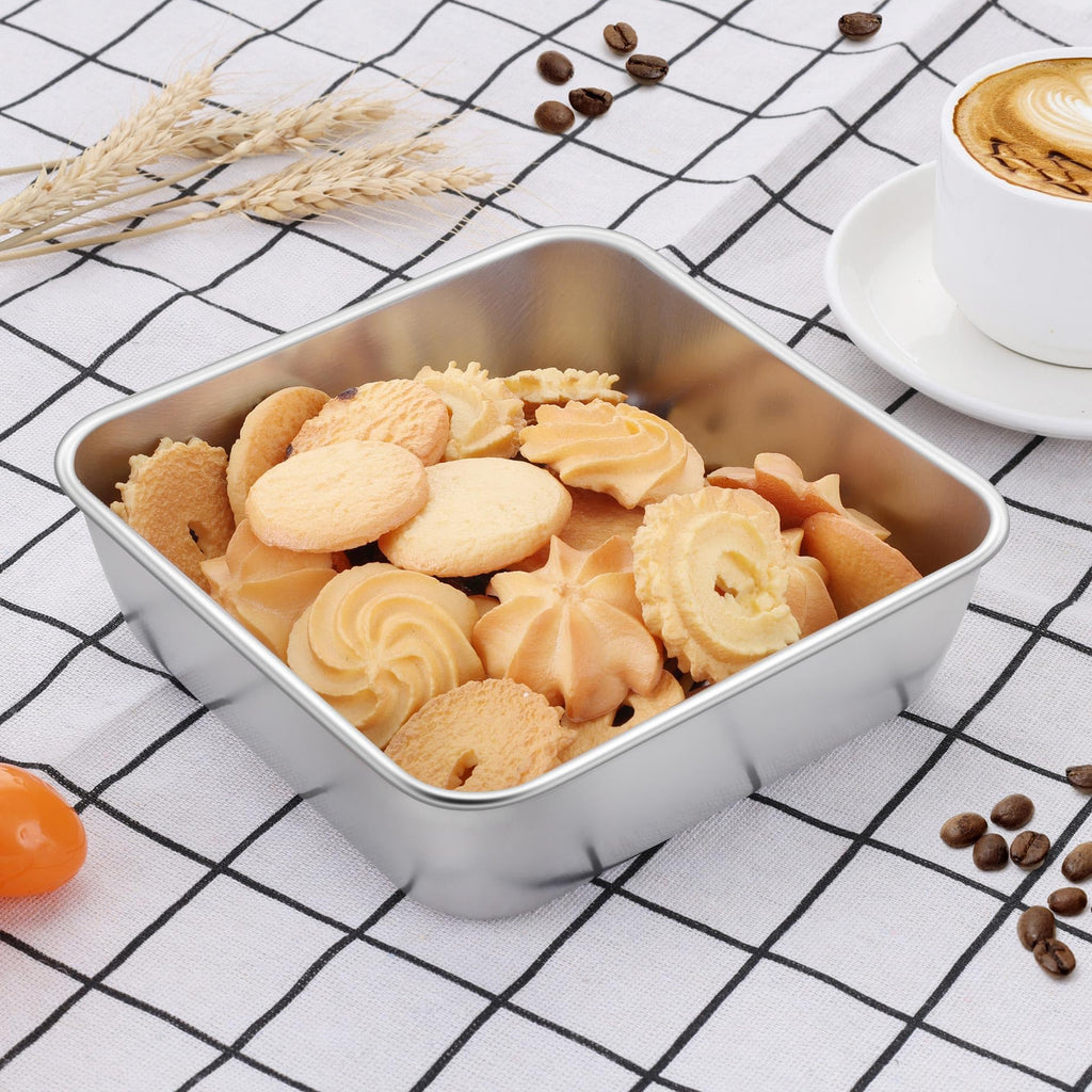 LIANYU 6 Inch Square Baking Cake Pan, Stainless Steel Brownie Bread Pan