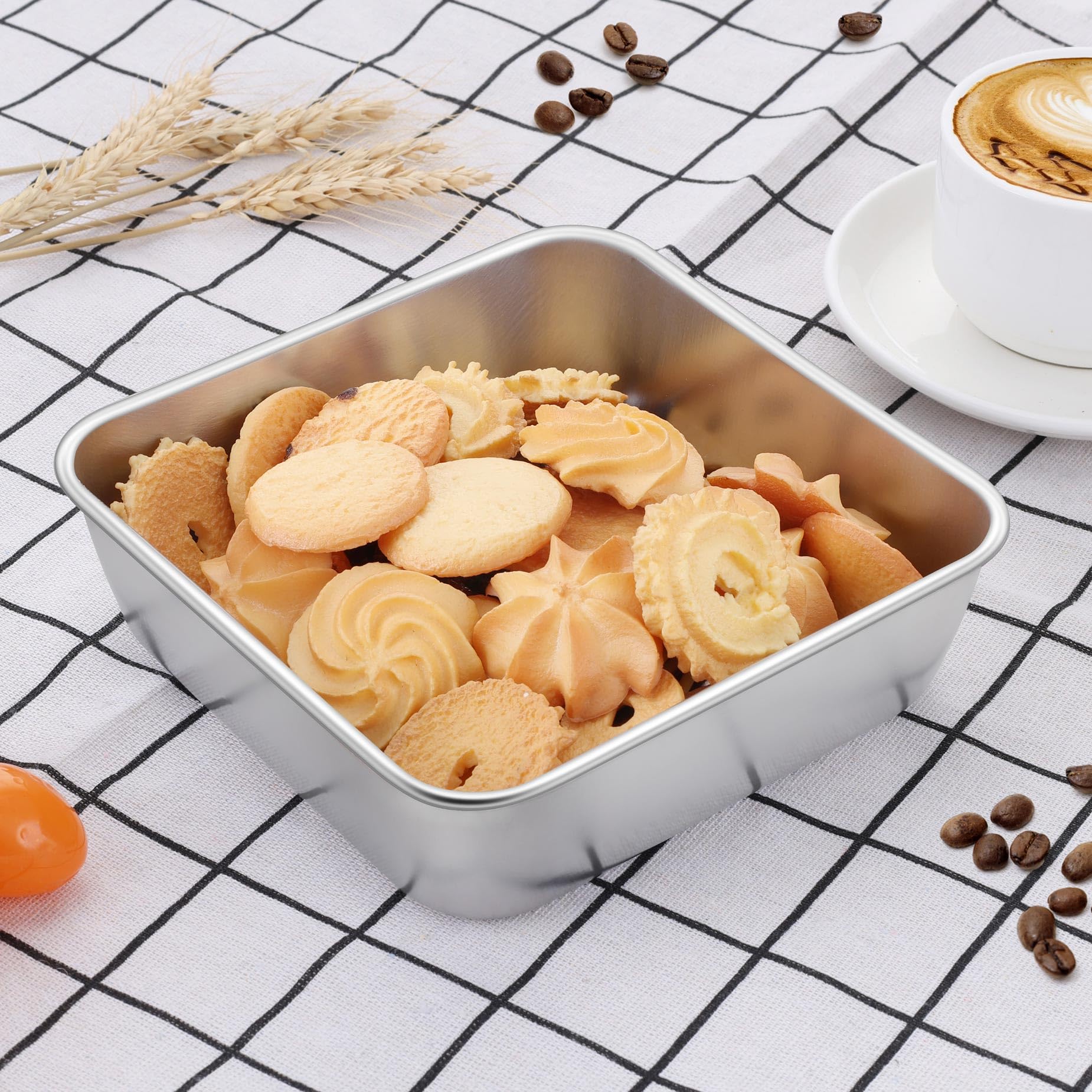 LIANYU 6 Inch Square Baking Cake Pan, Stainless Steel Brownie Bread Pan