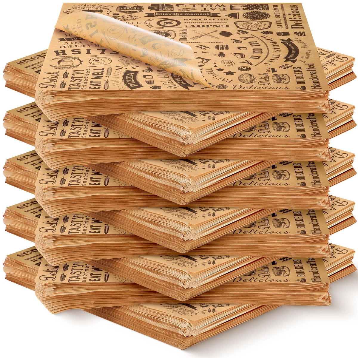 Outus 1800 Pcs 12 x 12 Inch Deli Wax Paper Sheets, Brown