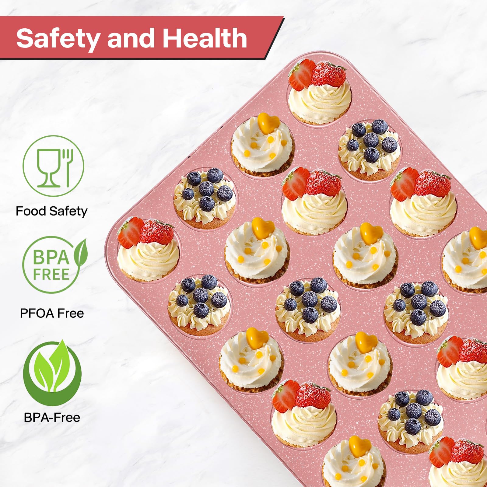 Spmarkt 2-Pack Healthy Baking Cupcake Pan| Non Stick 12-Cup Muffin Pan | Durable & Easy Clean Muffin Tin | Perfect for Cupcakes, Muffins (Beige)