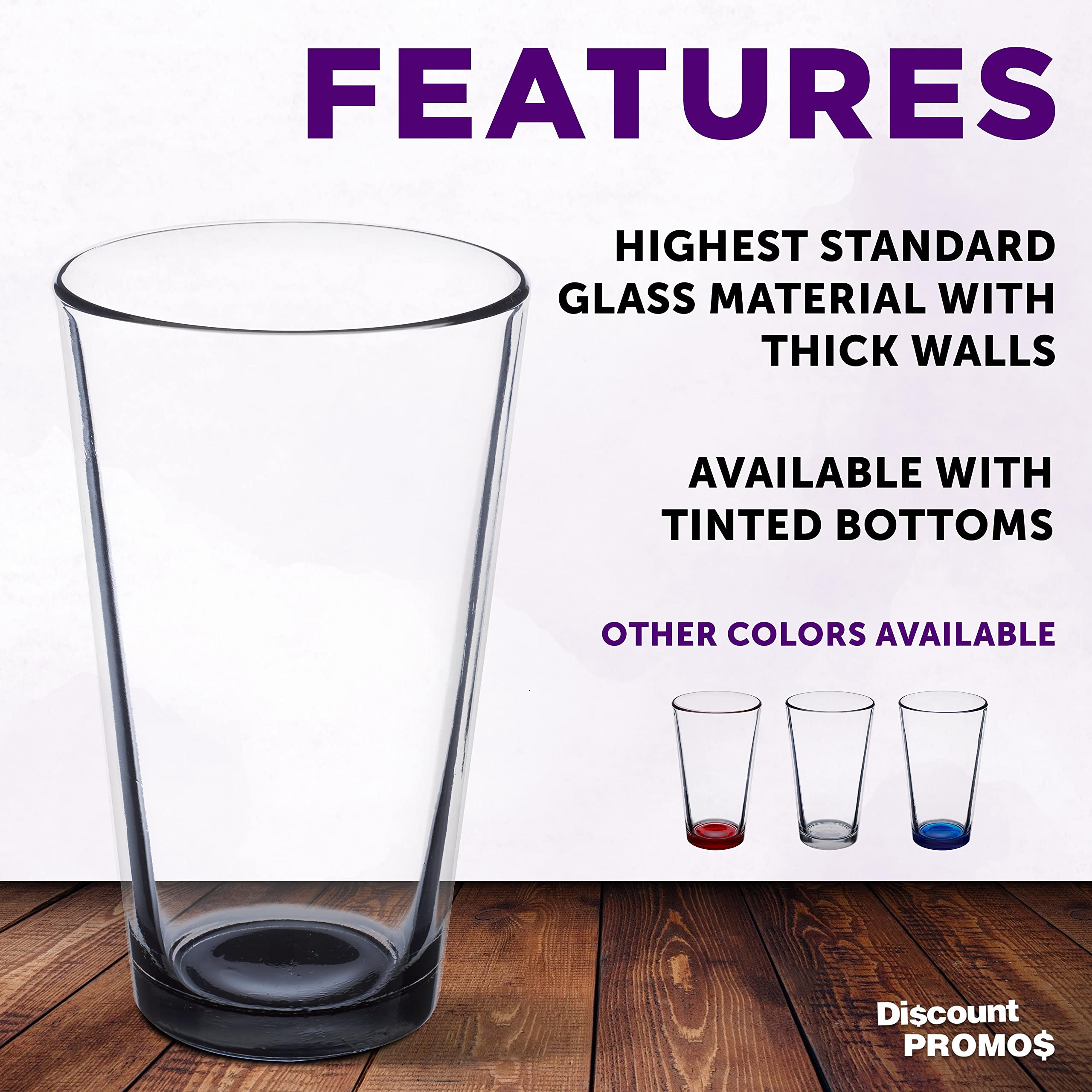Libbey Pint Glass 16 oz. Set of 10, Bulk Pack - Beer Glasses, Heavy Duty Drinkware - Black