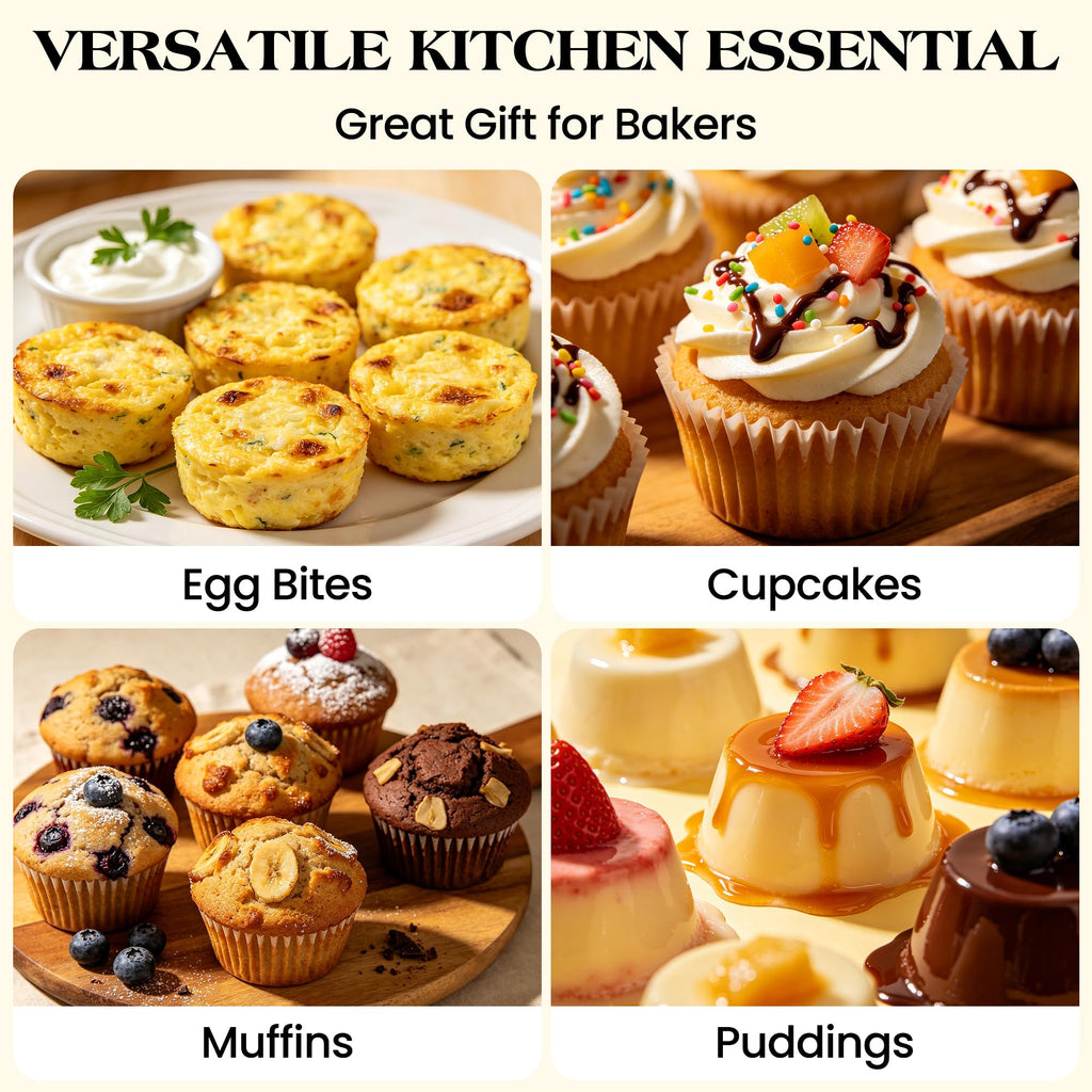AOTASO Silicone Muffin Pan with Metal Frame, Nonstick 12 Cup Regular Size Cupcake Pan, Silicone Muffin Tray for Baking Egg Bites Muffins Cupcakes Gifts for Mom Home Baker Kitchen (1 Pc, Cream)