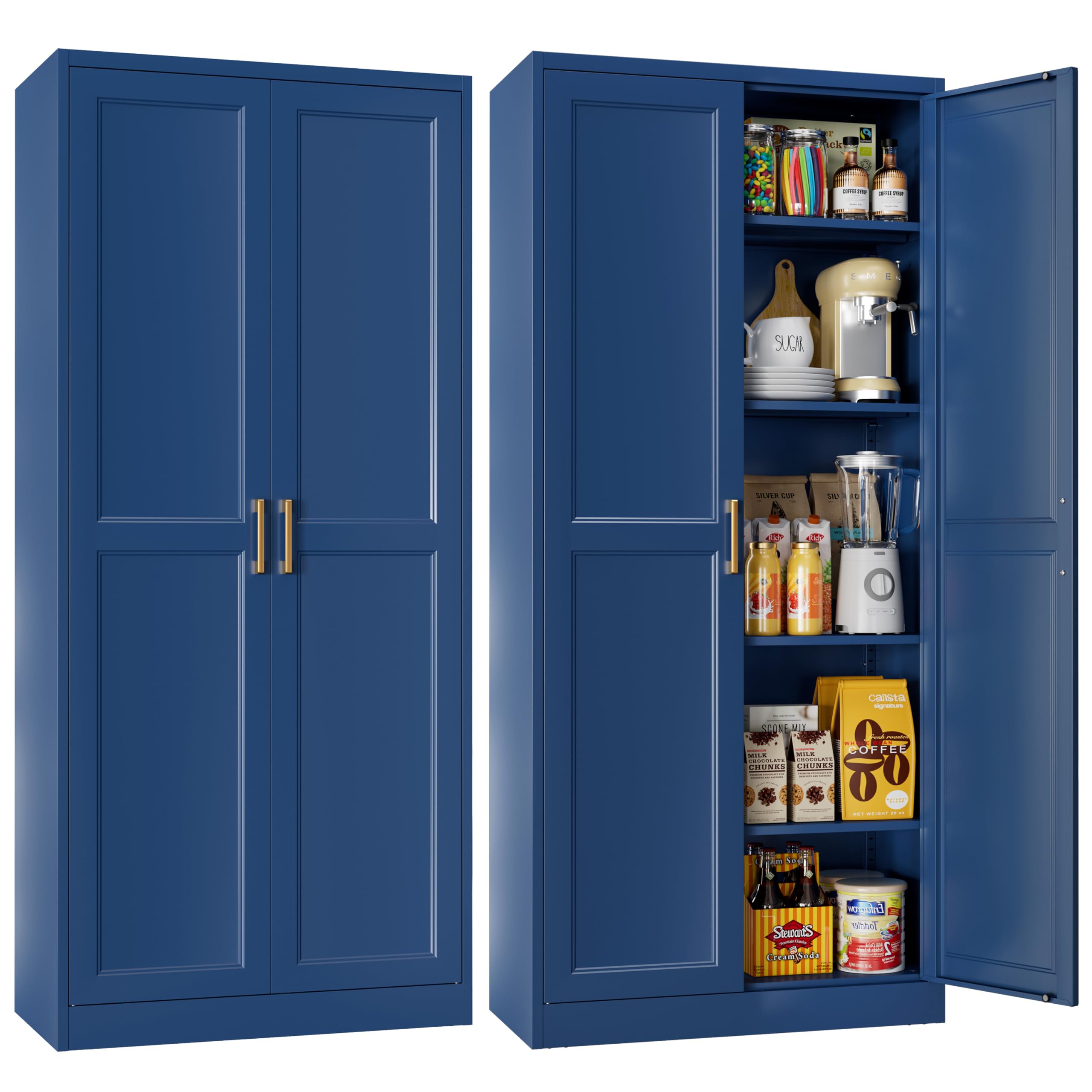 MetalMax 71" Tall Kitchen Pantry Storage Cabinets with Doors and 4 Shelves