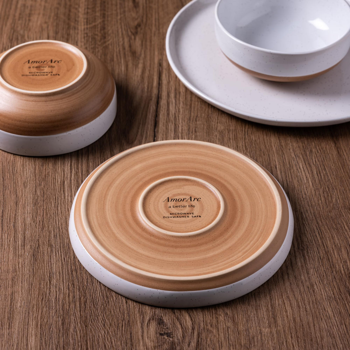 AmorArc Dinnerware Sets for 8, 24 Pieces Ceramic Plates and Bowls Set