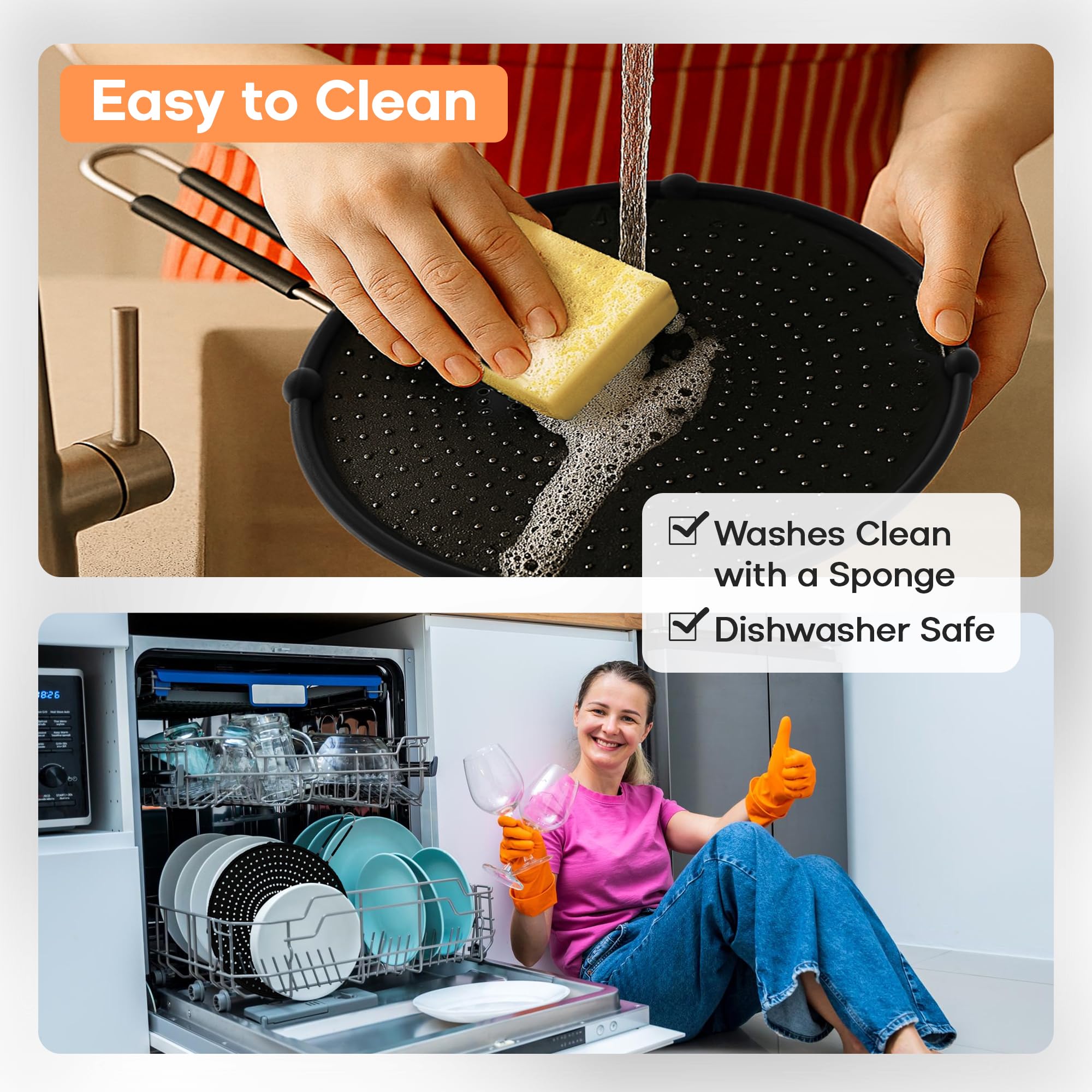 Splatter Screen for Frying Pan -11-Inch Silicone Grease Splatter Guard for 9"-11" Pans- |USA Brand|