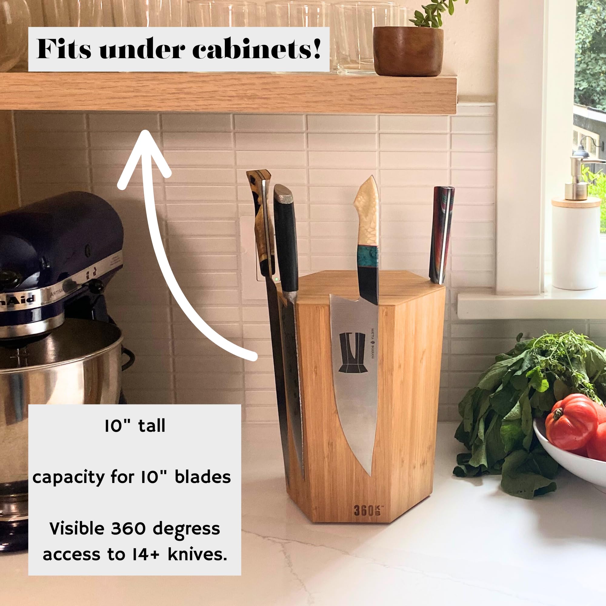 360KnifeBlock® - The 360KB™ (bamboo) ROTATING Magnetic Knife Block
