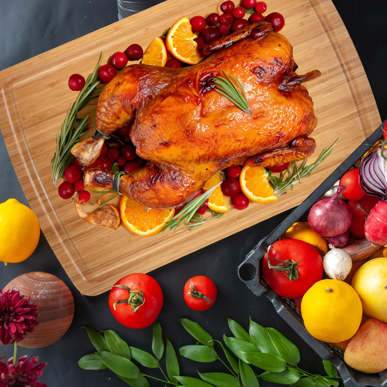 GAOMON 30" Extra Large Bamboo Cutting Board, Huge Wood Cutting Boards for Stove Top to Add Counter Space, Noodle Boards, Over the Sink Chopping Board, Carving Board for Turkey Meat Vegetables Cheese