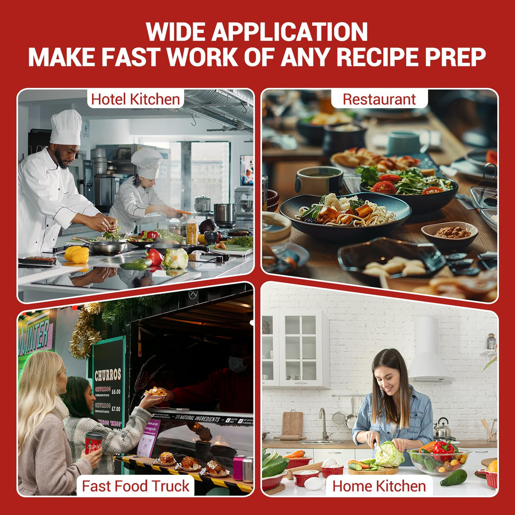 HarmoHaby Commercial Food Processor with 5 Blades, Electric Vegetable Slicer & Chopper for Restaurant Kitchen - Stainless Steel Multifunctional Shredder, Slicer