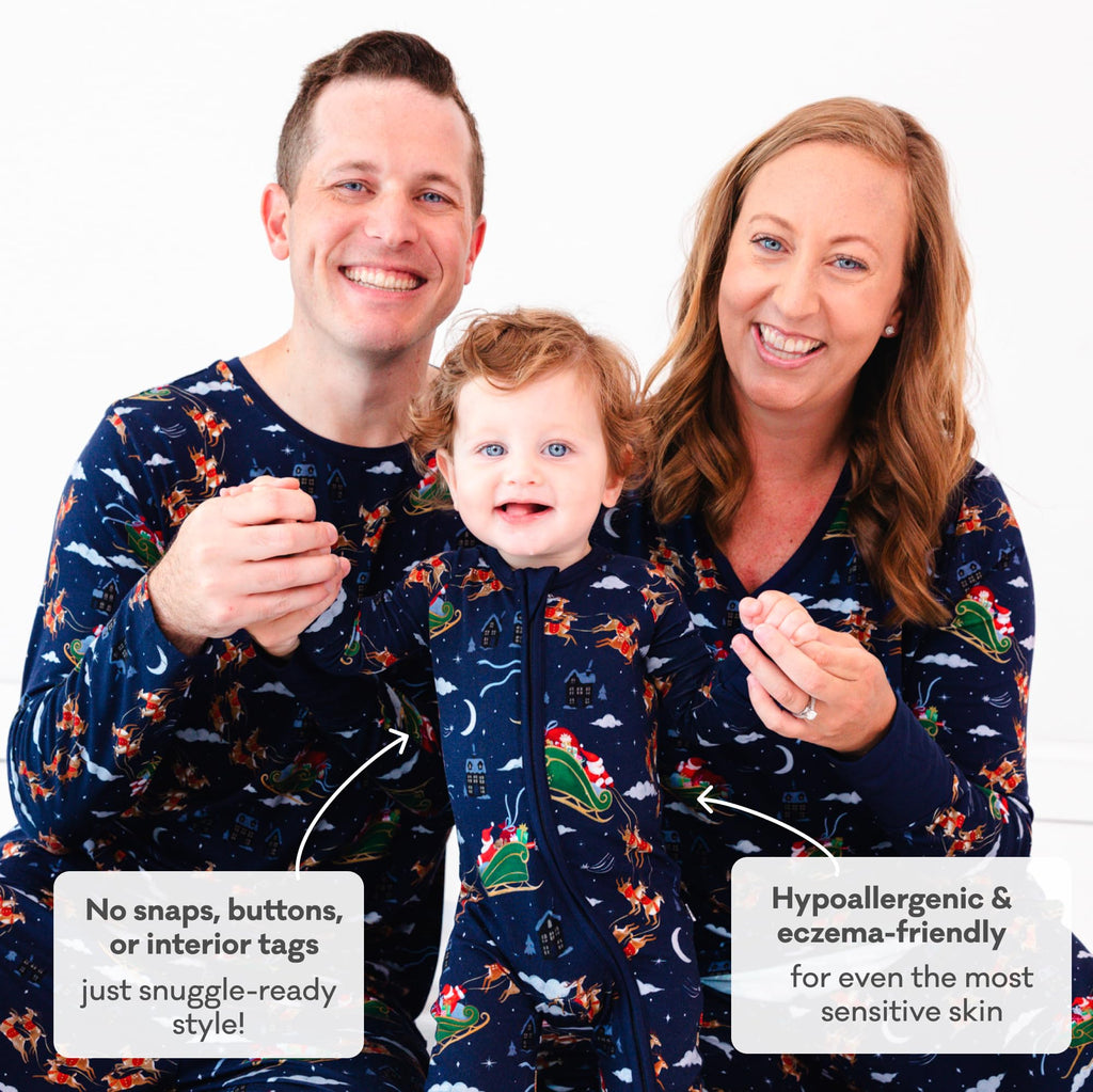 Little Sleepies Baby Christmas Pajamas, Santa's Sleigh, 0-3M
