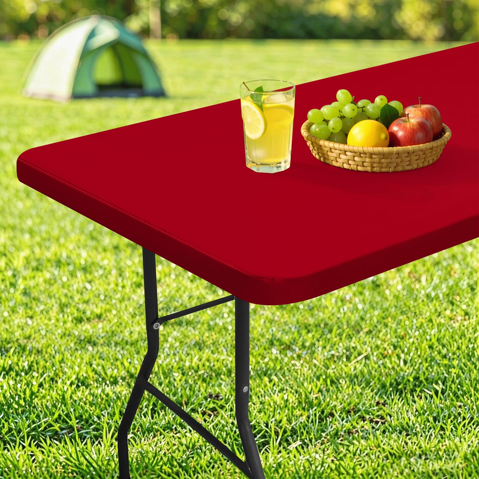 homing Rectangle Table Cloth Cover 8 Foot Red Elastic Fitted Tablecloth