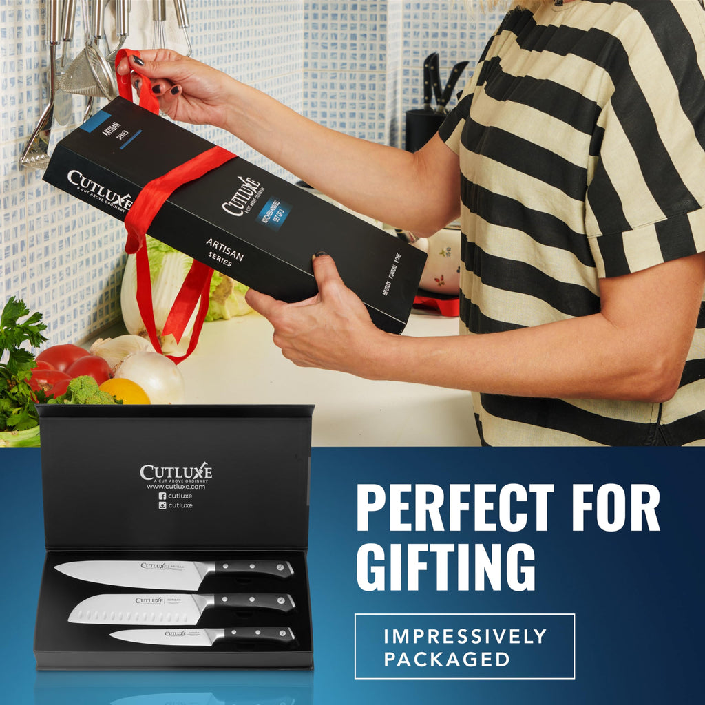 Cutluxe Chef Knife Set, 3-Piece Kitchen Knives – Razor Sharp German Steel