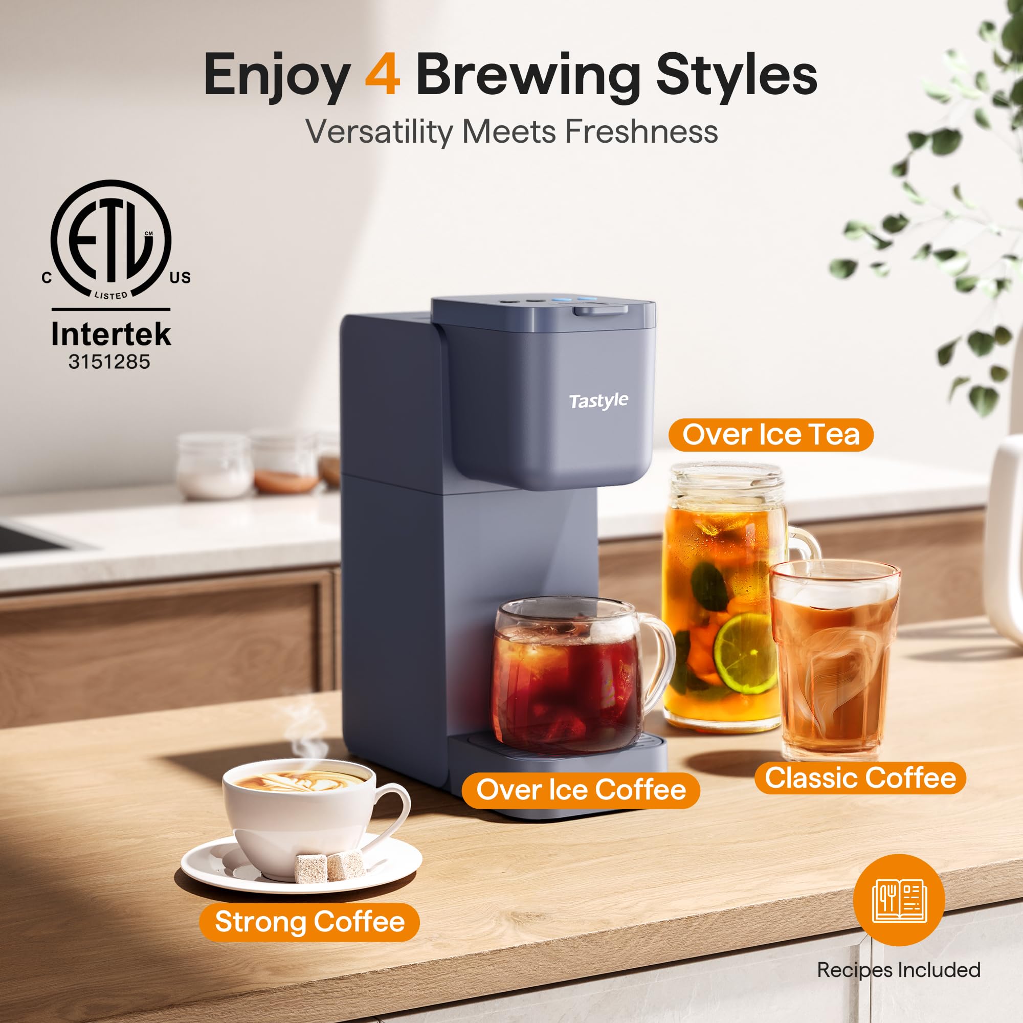 Tastyle Single Serve Coffee Maker for K Cup, Ground and Tea