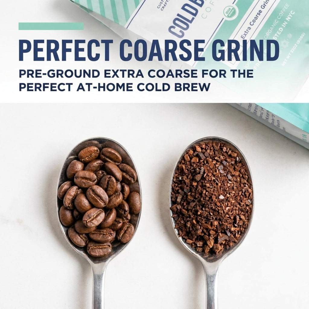 Cold Brew Organic Coarse Ground Coffee, Colombian Supremo, Dark Roast, Coarse Grind for Cold Brew Coffee & French Press, 2 LB