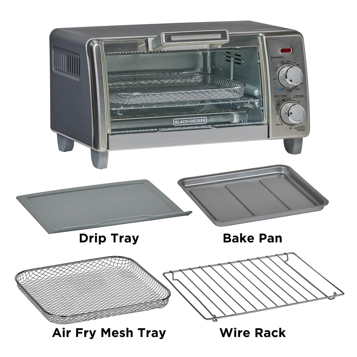 BLACK+DECKER 4-Slice Air Fry Toaster Oven, 5-in-1 Countertop Oven