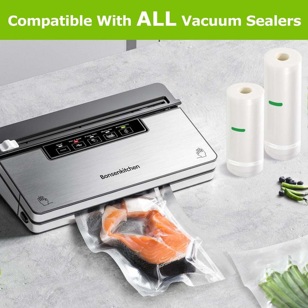 Bonsenkitchen Vacuum Sealer Bags Rolls for food, 11in x 50ft & 8in x 50ft