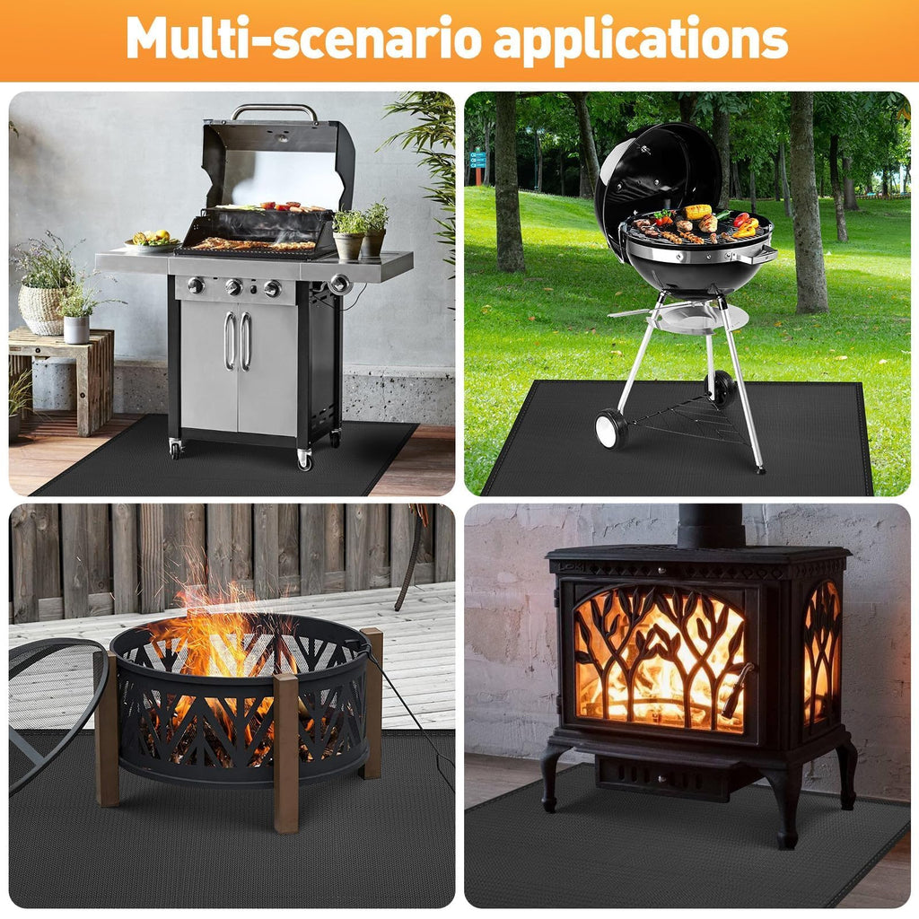 kanhiro Grill Mats for Outdoor Grill 59x39 Inch Fireproof Double-Sided Grill Matt and Deck Protector, Oil-Proof Waterproof BBQ, Grill Pad for Patio, Floor, Lawn Protection