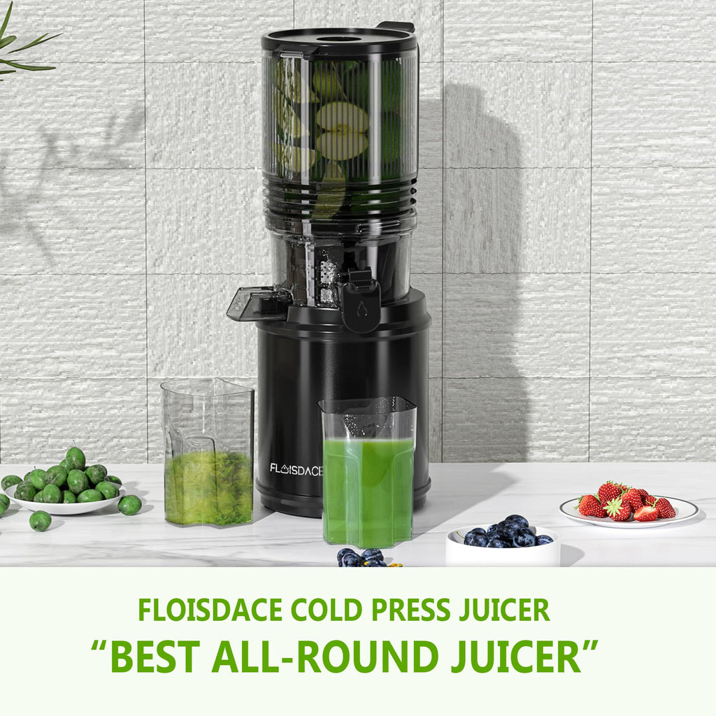 Cold Press Juicer – 6.5" Extra Large Feed Chute Fit Hands-Free Electric Masticating Juicer Machine, 350W Slow Masticating Juicer Machine for Whole Fruit and Vegetables – Easy Cleanup & Assembly.
