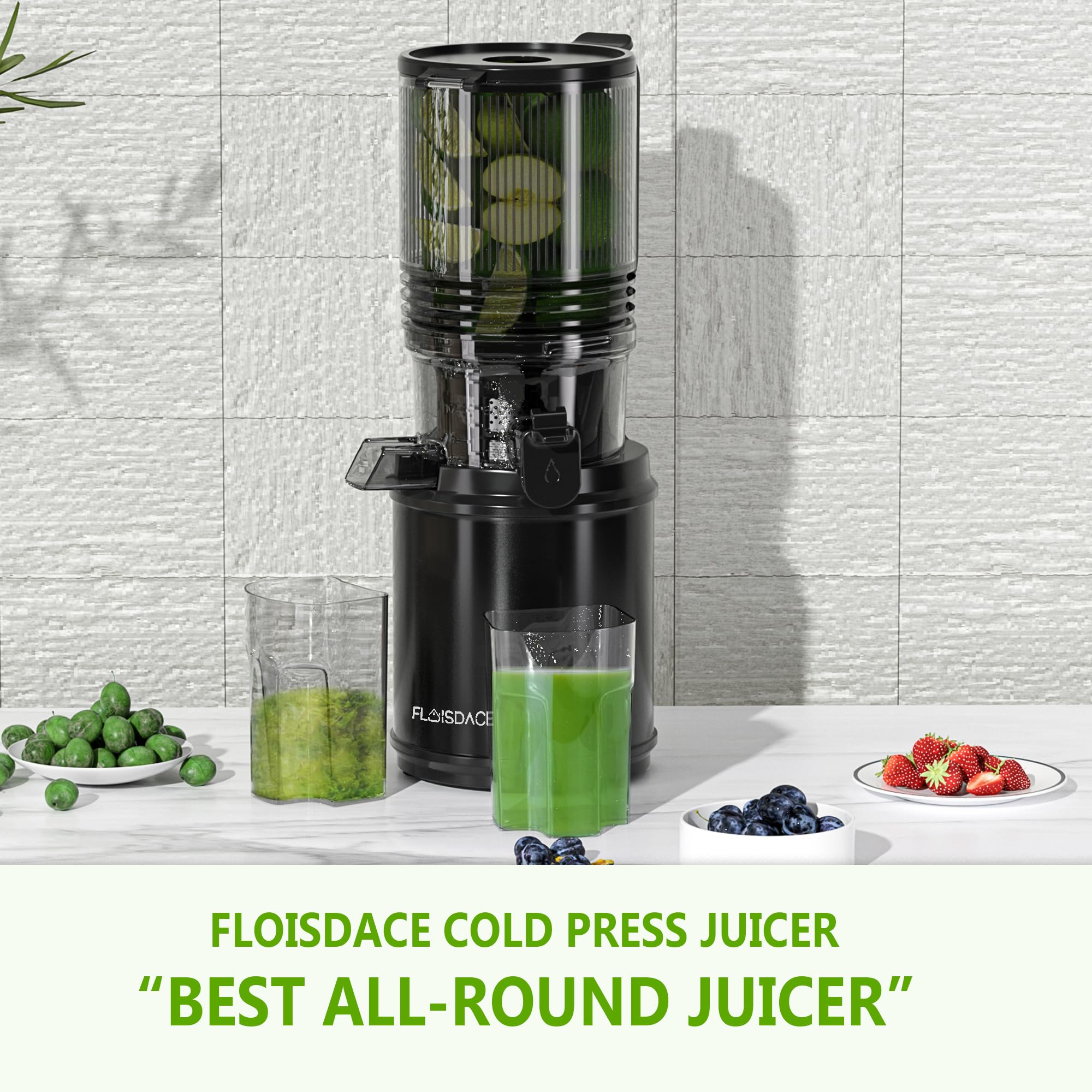 Cold Press Juicer – 6.5" Extra Large Feed Chute Fit Hands-Free Electric Masticating Juicer Machine, 350W Slow Masticating Juicer Machine for Whole Fruit and Vegetables – Easy Cleanup & Assembly.