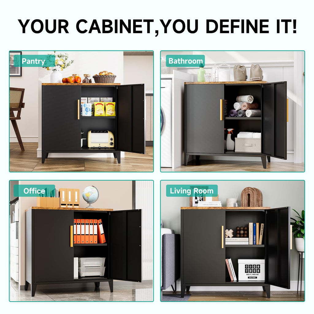 SISESOL Black Storage Cabinet with Doors and Shelves,30 inch Pantry Cabinet Sideboard with Leg,Small Accent Cabinets with Storage,Side Floor Cabinets for Home,Kitchen,Coffee Bar,Dining/Living Room