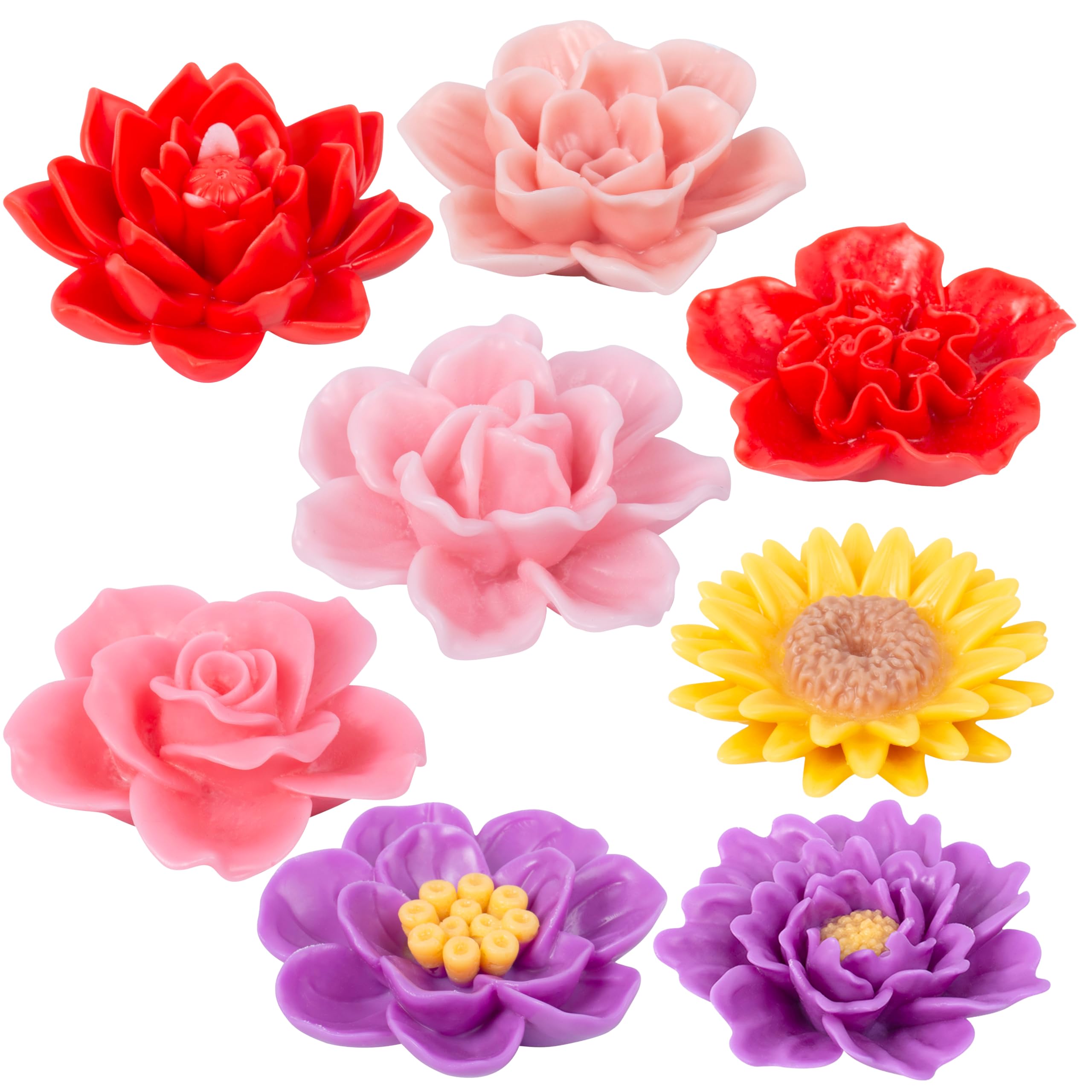8 Pack Large Flower Succulent Candle Mold Resin Casting Silicone Molds for Home Decor & Candle Making Wave Spiral Mold