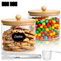 ComSaf Glass Storage Jars with Bamboo Lids 1.8 Qt 2 Pack Large Round
