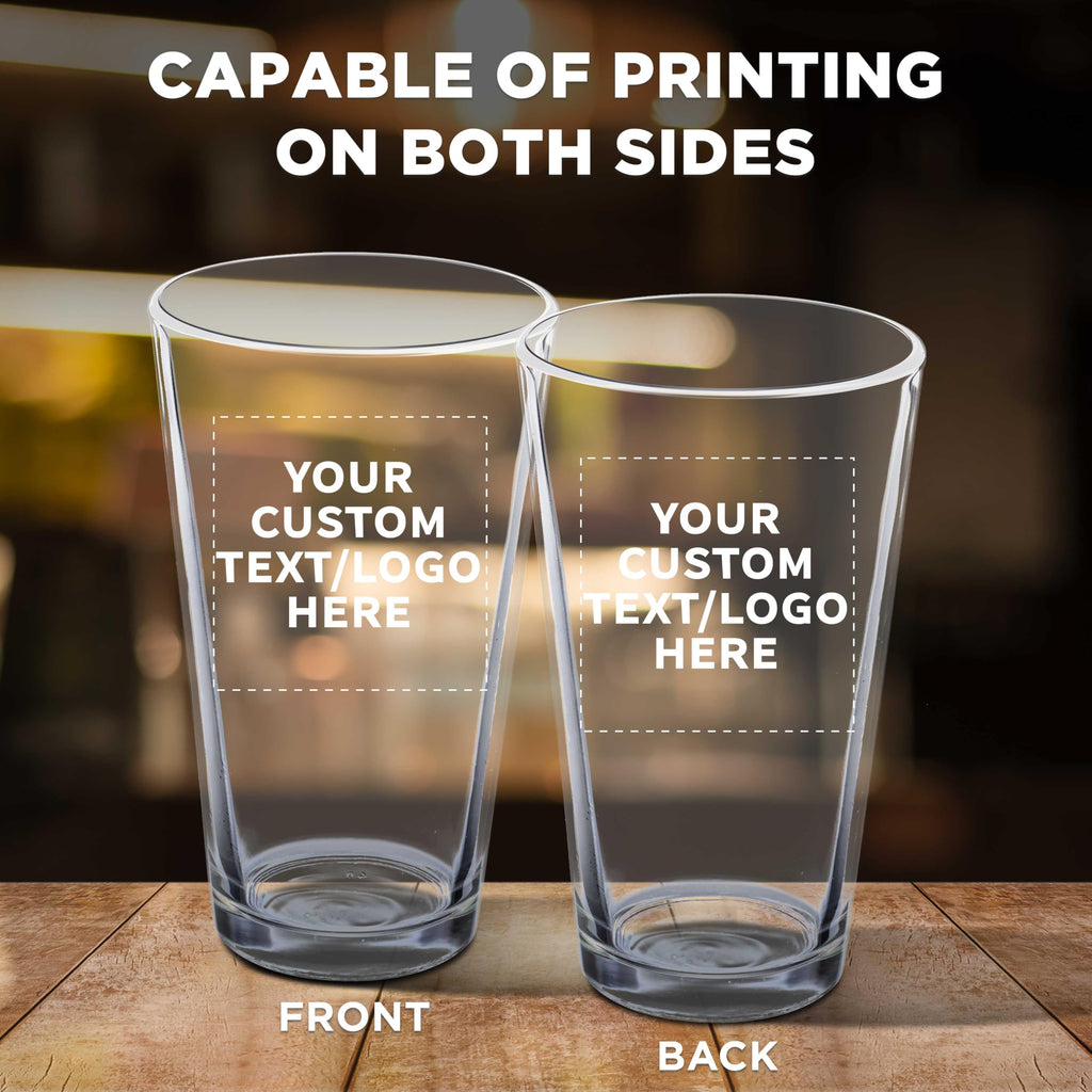 Custom Pint Glass 16 oz. Set of 10, Personalized Bulk Pack - Beer Glasses, Heavy Duty Drinkware - Clear