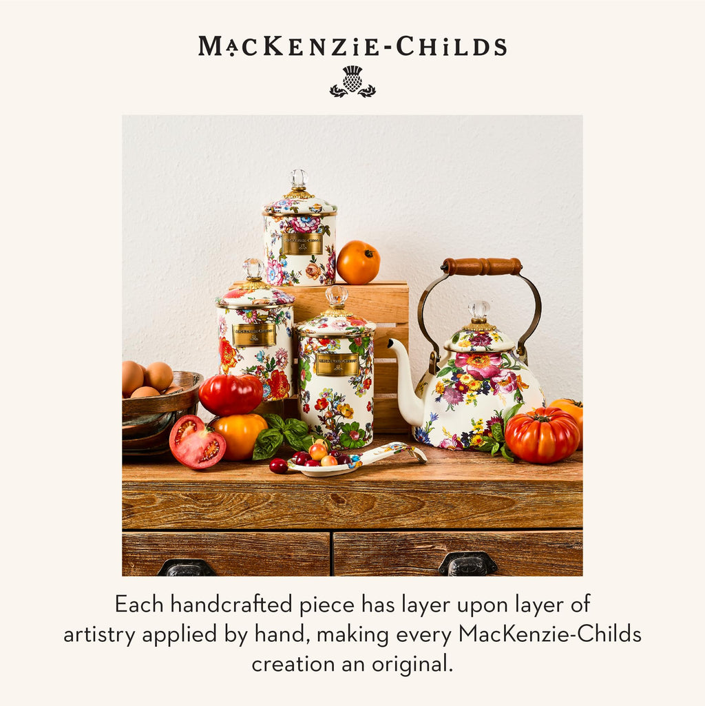 MACKENZIE-CHILDS Enamel Canister, Small, White Flower Market