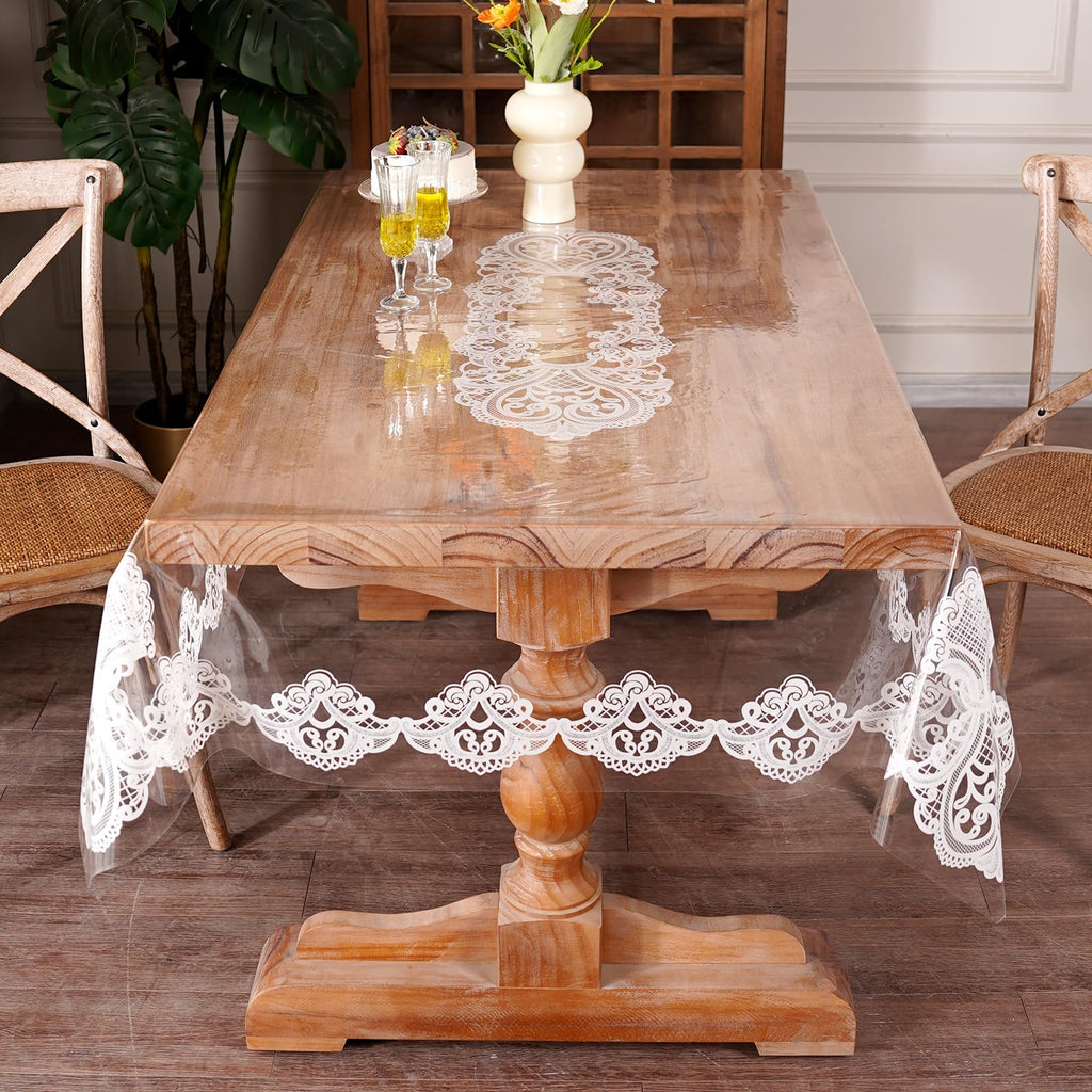 Artbloss Clear Table Cover Protector Rectangle Vinyl Table Cloth, 52" x 70"