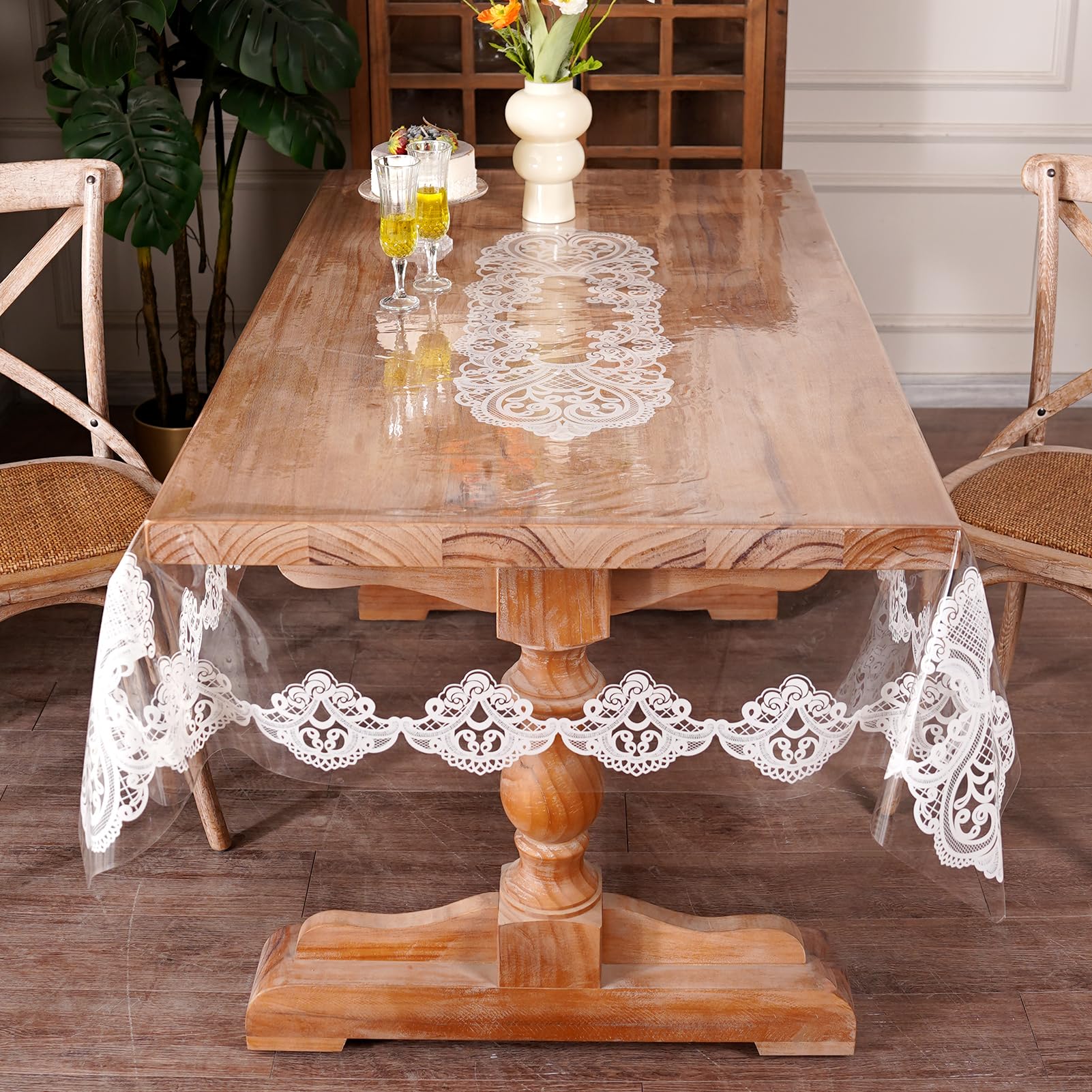 Artbloss Clear Table Cover Protector Rectangle Vinyl Table Cloth, 52" x 70"