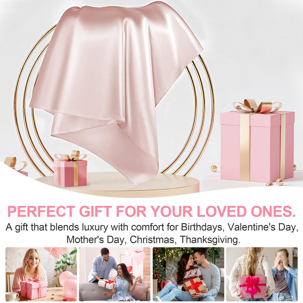 LYSHIN Pink Silk Pillowcase Standard Size with Hidden Zipper