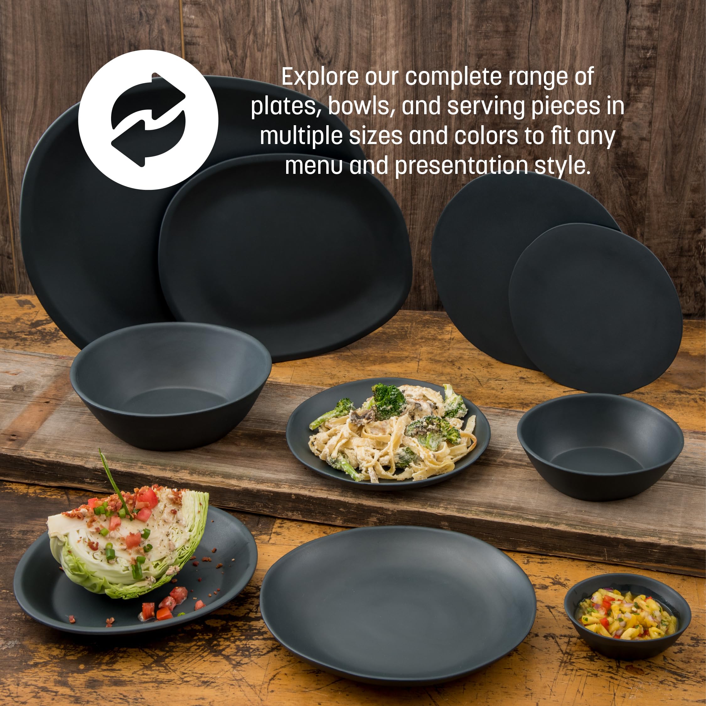 Carlisle FoodService Products Ridge Reusable Plastic Bowl for Home and Restaurant, Melamine, 52 Ounces, Slate, (Pack of 12)
