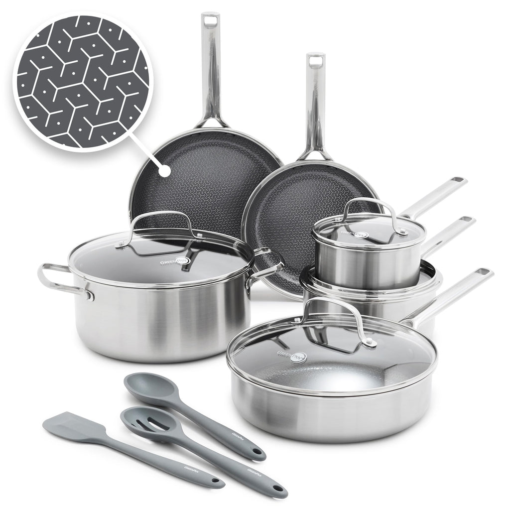 GreenPan Hybrid APEX 13 Piece Stainless Steel Ceramic Nonstick Cookware Set