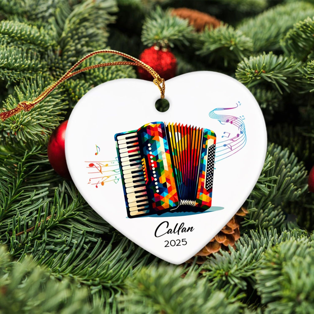 Accordion Ceramic Ornament 2026, Customized Name & Year Accordion Xmas Ornament Gifts for Accordionist, Musical Instrument Ceramic Ornaments Christmas, Accordionist Christmas Ornaments Keepsake Tree