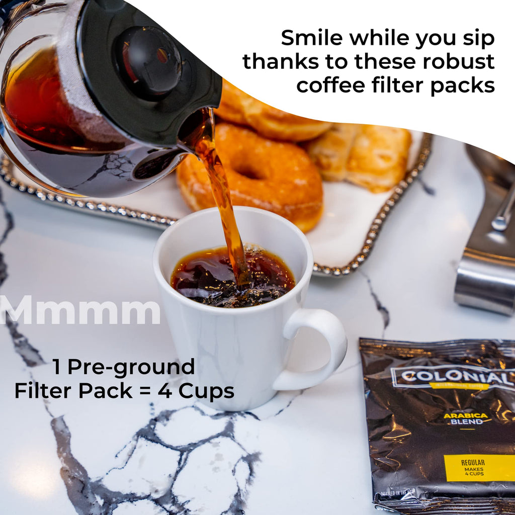 Colonial Coffee Decaf Dark Roast Hotel Filter Packs, 0.5oz, 150 Ct