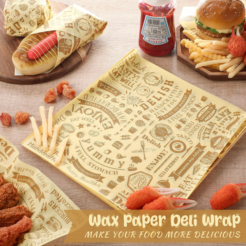 Outus 600 Pcs 12 x 12 Inch Deli Wax Paper Sheets, Light Yellow