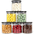 Urban Green Glass Jars with Airtight Black Lids, Food Storage Container with Airtight Lids, Glass Canisters Sets, Kitchen Food Storage Containers (6 Sets of 20oz)