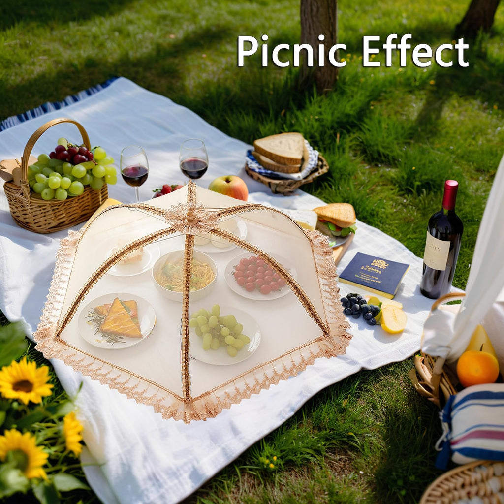 Procraan 3-Pack Extra Large Food Cover, 32"x32" Pop-Up Food Nets, Mesh Food Covers Tent Umbrella for Outdoors, Screen Tents, Parties Picnics, BBQs, Reusable and Collapsible Food Tents