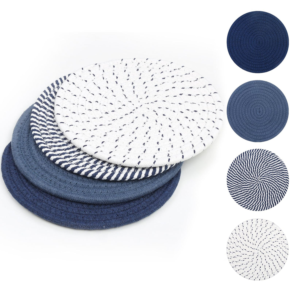 SHACOS 8 Inches Trivets for Hot Dishes, 4 Pieces Cotton Trivets Mats