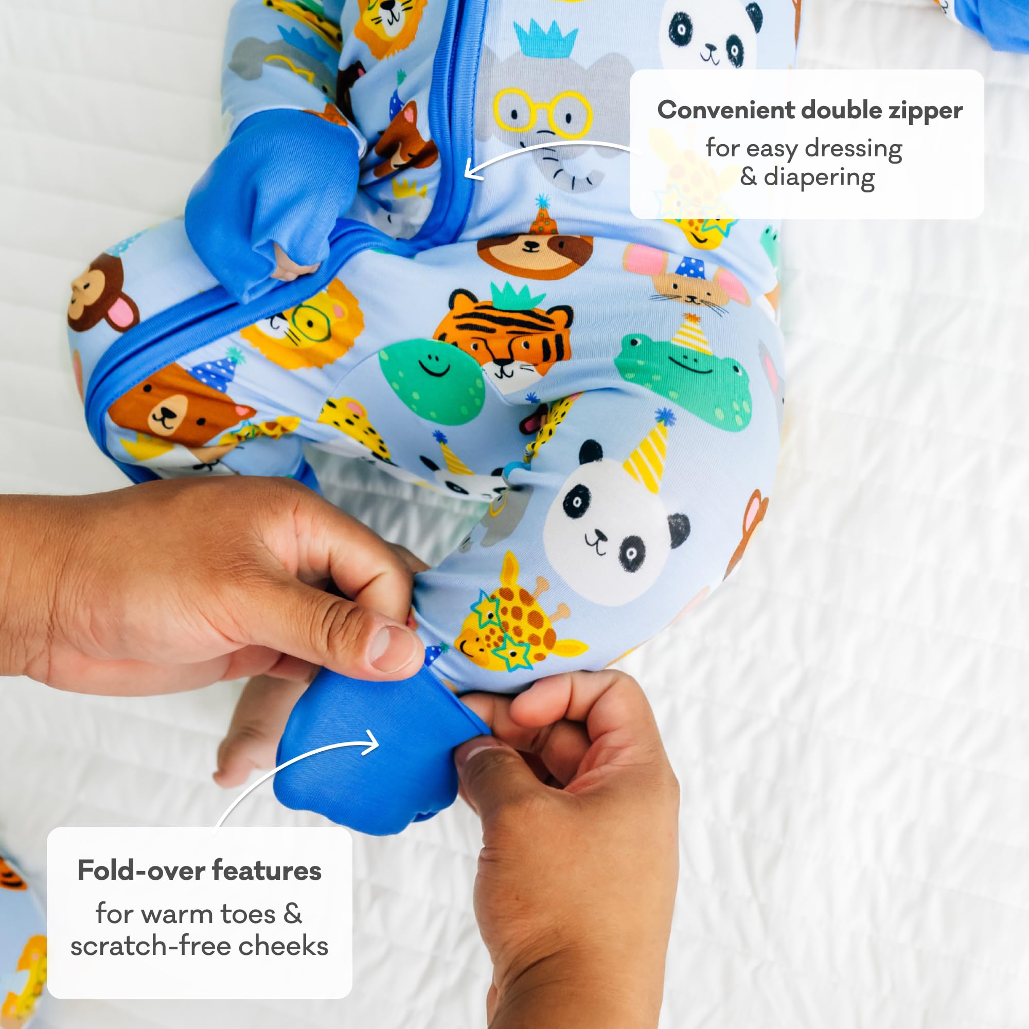 Little Sleepies Baby Pajamas, Blue Party Pals, 18-24M