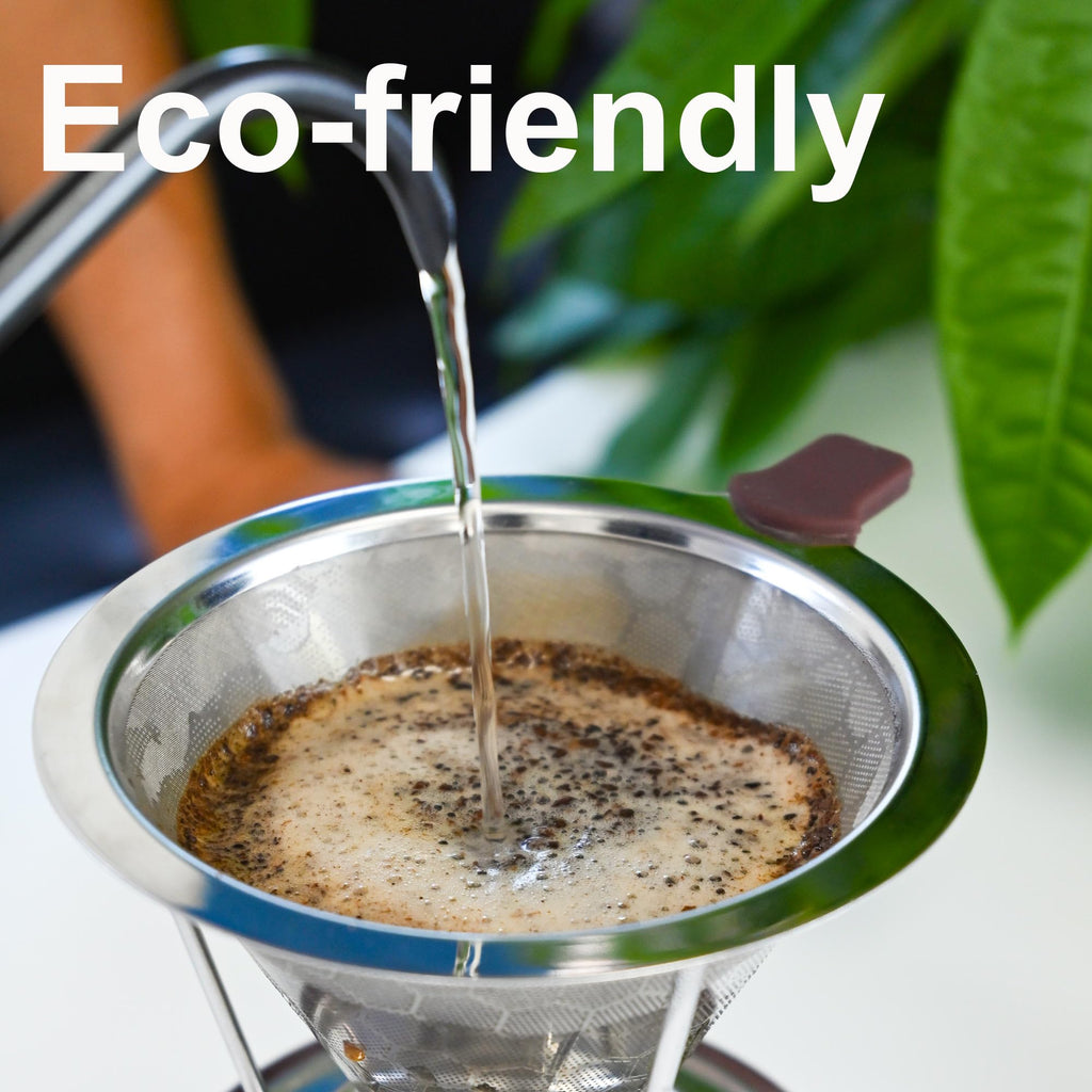 Pour Over Coffee Dripper, Reusable Stainless Steel Coffee Filter with 800-Mesh Double-Layer Cone, Paperless Single Cup Coffee Maker for Mugs, Travel and Camping
