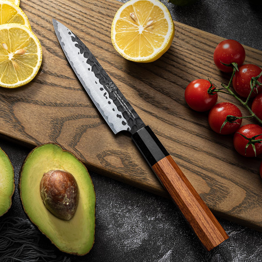 FAMCÜTE 5" Paring Knife, Hand-Forged Japanese Small Knife for Easy Control