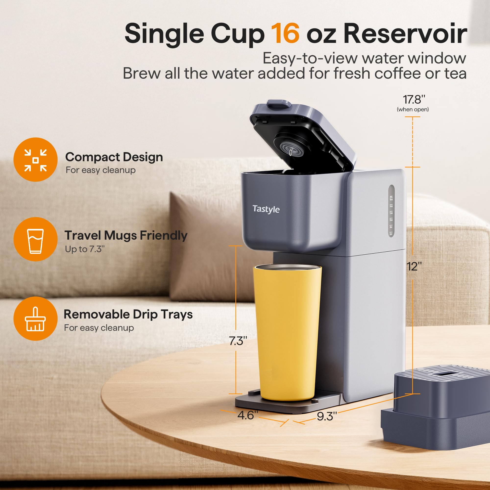 Tastyle Single Serve Coffee Maker for K Cup, Ground and Tea