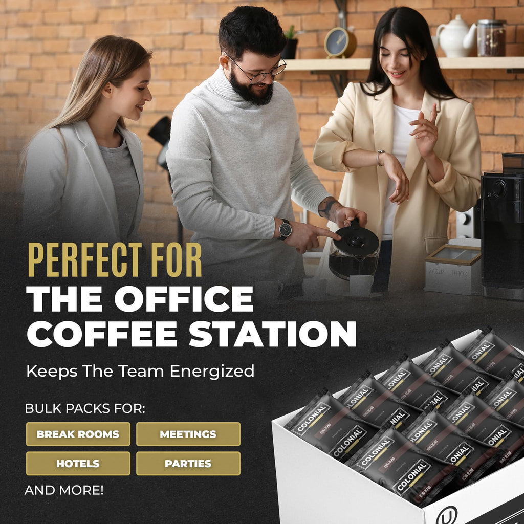 Colonial Coffee Ground Frac Packs, Variety Pack, Med/Dark/Decaf, 32-Ct