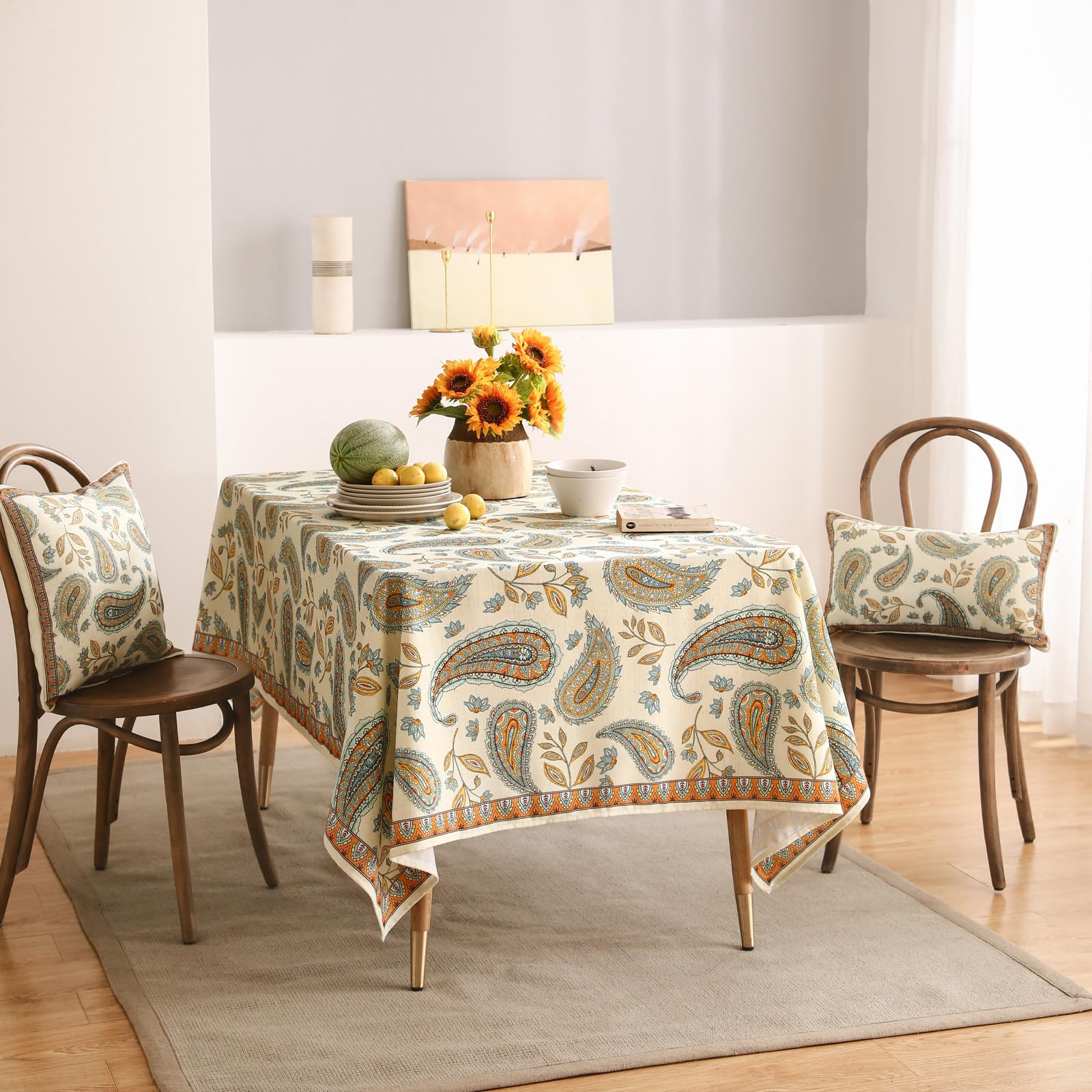 patdrea Vintage French Linen Tablecloth,Rectangular,79"x55"-Lysaniya