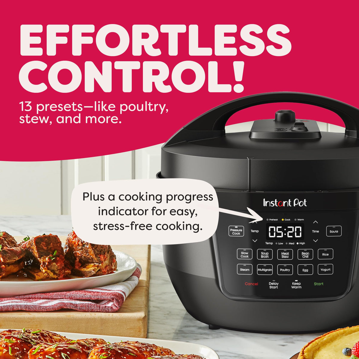 Instant Pot Rio Wide 7.5 Qt 7-in-1 Electric Pressure Cooker, WhisperQuiet