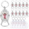 Misdary 12 Pcs Divine Jesus Bottle Opener Keychain Catholic Bottle Opener with Organza Baptism Party Favor for Guest