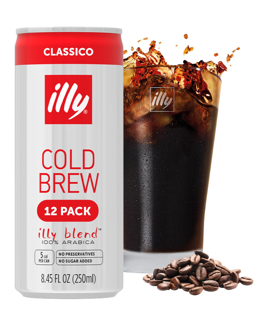illy Ready To Drink Classico Cold Brew Coffee, 8.45oz, 12 Pack