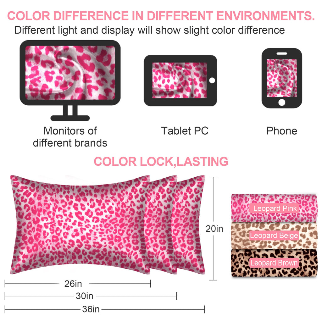 LYSHIN Silk Body Pillow Case with Zipper, Body Pillow Pillowcase, Leopard
