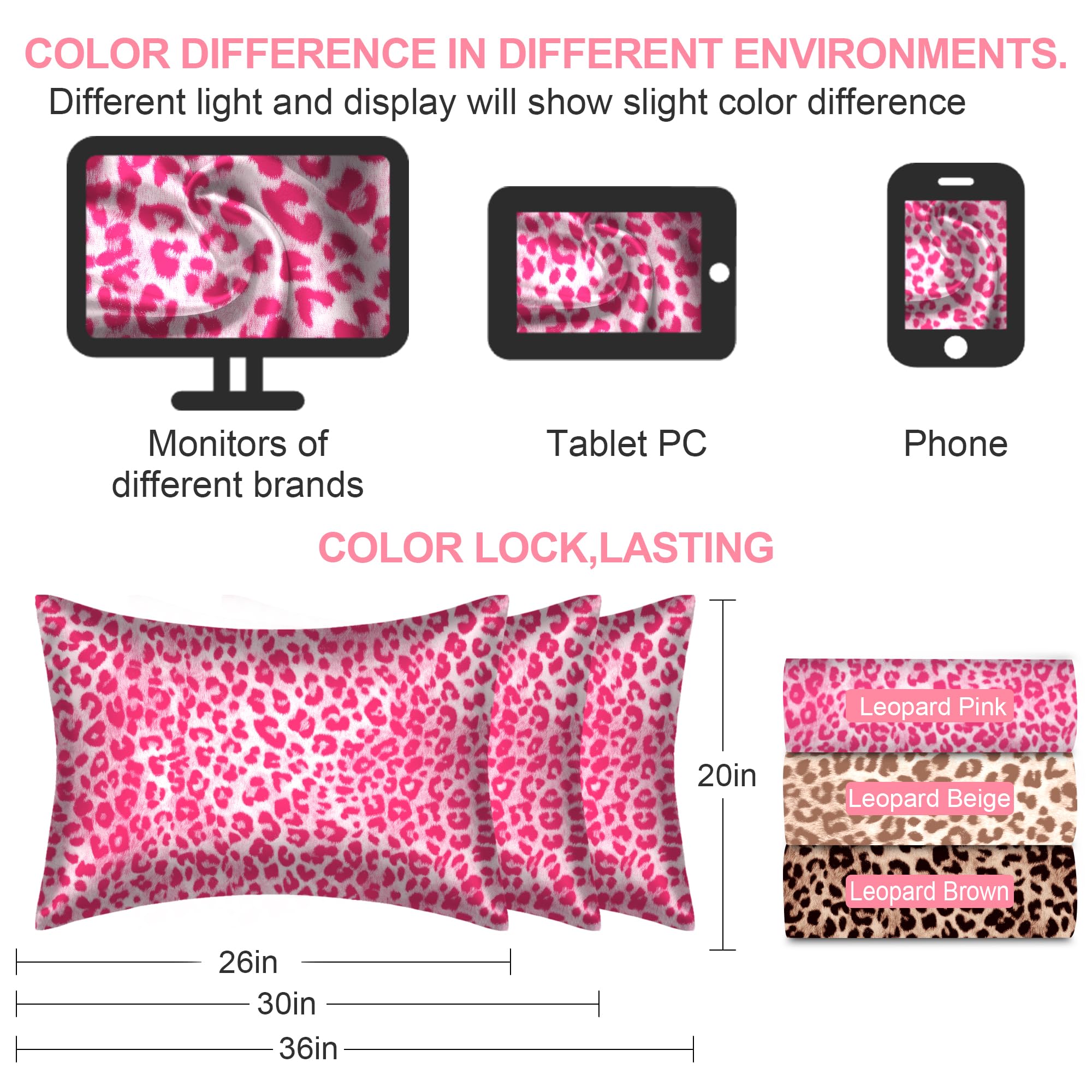 LYSHIN Silk Body Pillow Case with Zipper, Body Pillow Pillowcase, Leopard