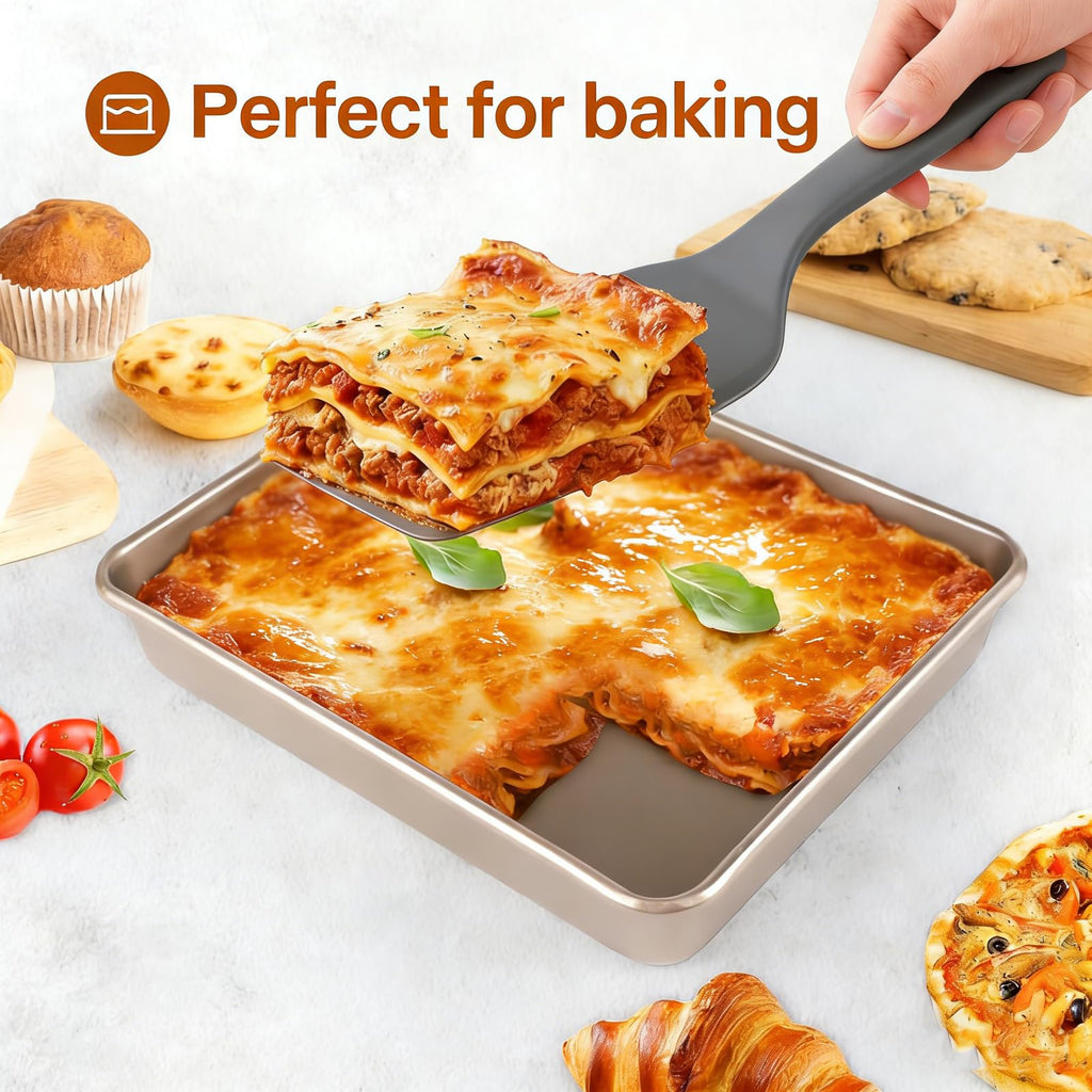 Barlket Rectangle Cake Pan, 9x11 Baking Pan Nonstick, Golden, Easy Release